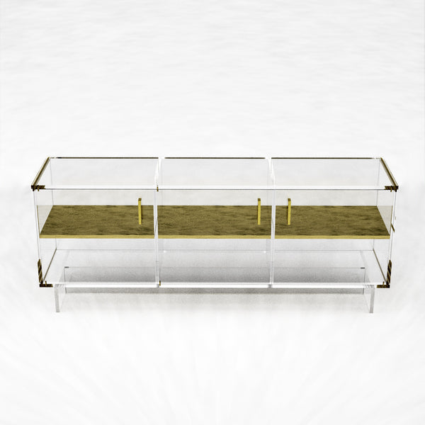 Brass and Acrylic Credenza