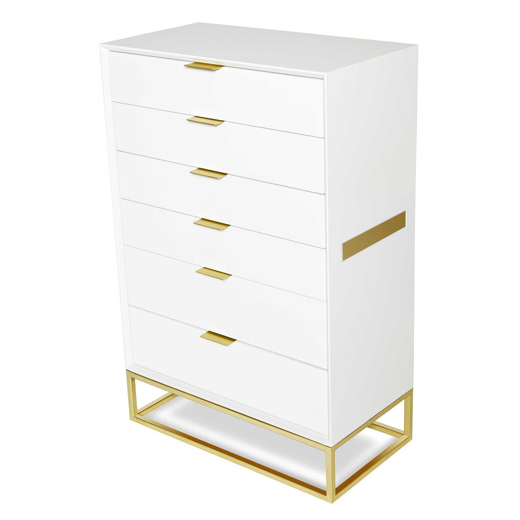 gold tall dresser white and gold tall dresser 5-Drawer Gold Accent Campaign Chest